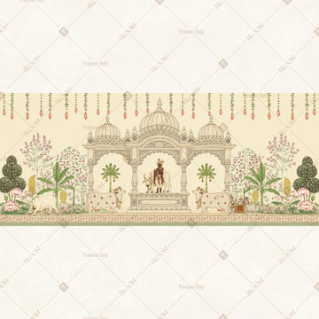 White Mughal Arch Border Wide Backdrop