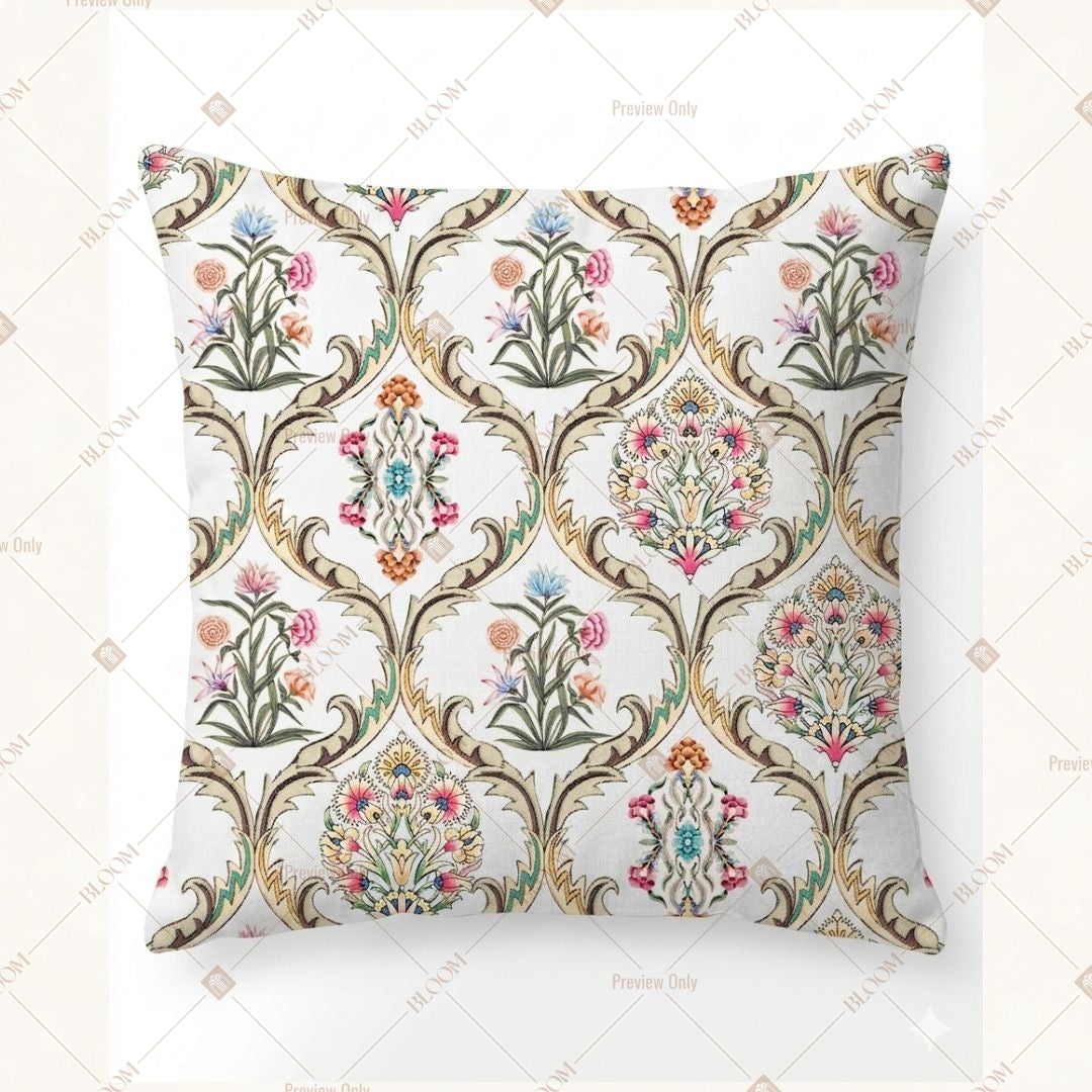 Elegant Mughal Floral Cushion Cover Pack of 12