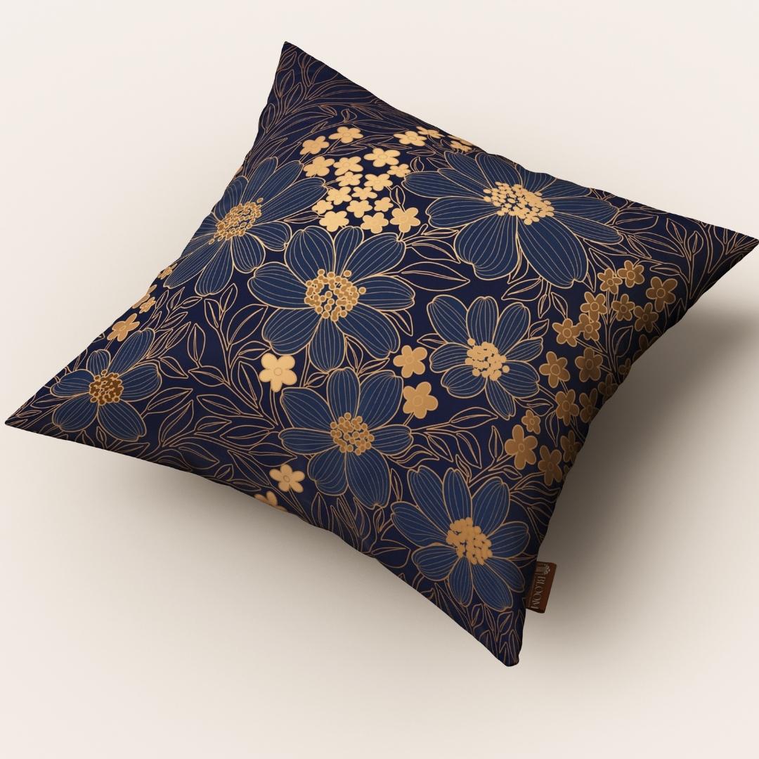 Navy Gold Petals: Cushion Cover - Pack of 12
