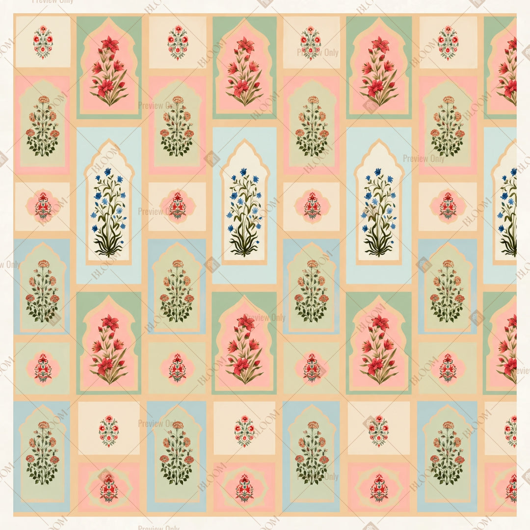 Peach Mughal Pattern Square Backdrop
