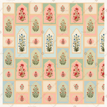 Peach Mughal Pattern Square Backdrop