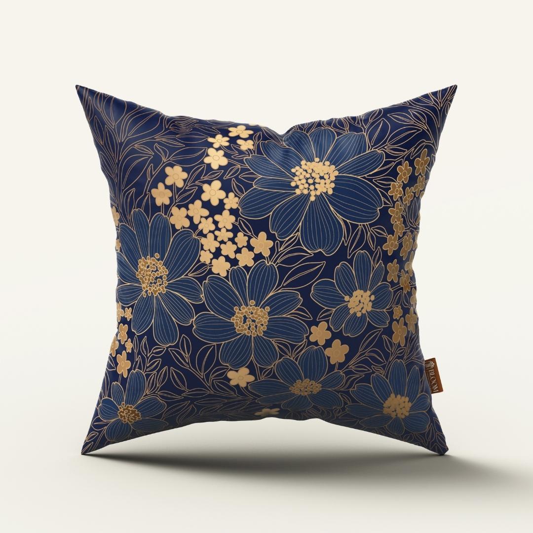 Navy Gold Petals: Cushion Cover - Pack of 12