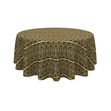 Gold Black Heritage Scroll Round Table Cover - Pack Of 6