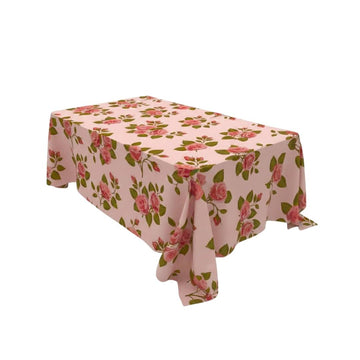 Pink Floral Rectangle Table Cover - Pack Of 6