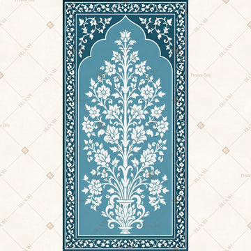 Blue Mughal Botanical Vertical Backdrop