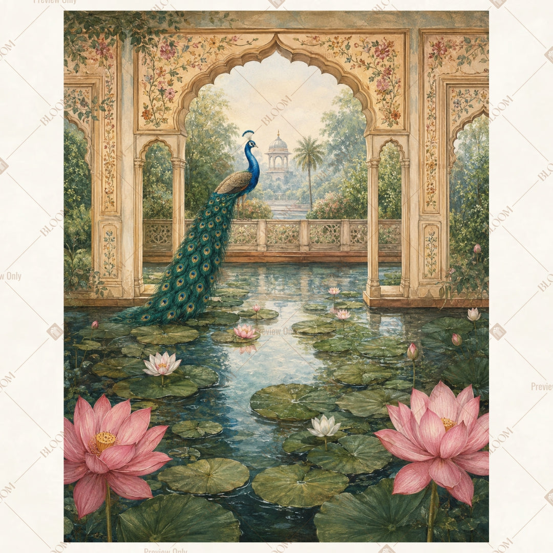 Peacock Palace Lake Portrait Rectangle Backdrop