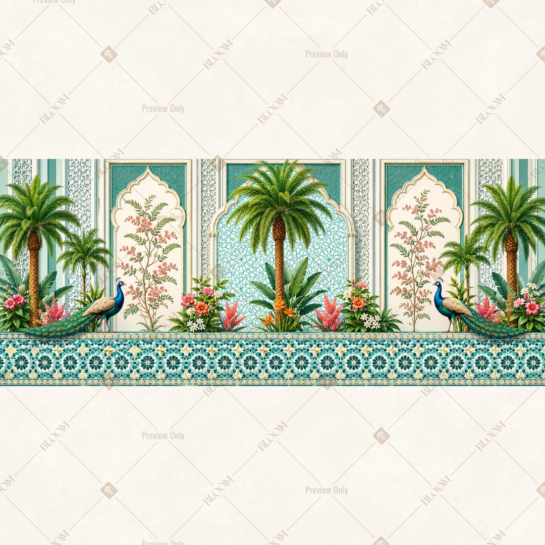 White Palace Garden Border Wide Backdrop