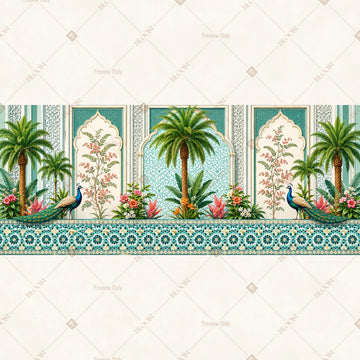 White Palace Garden Border Wide Backdrop