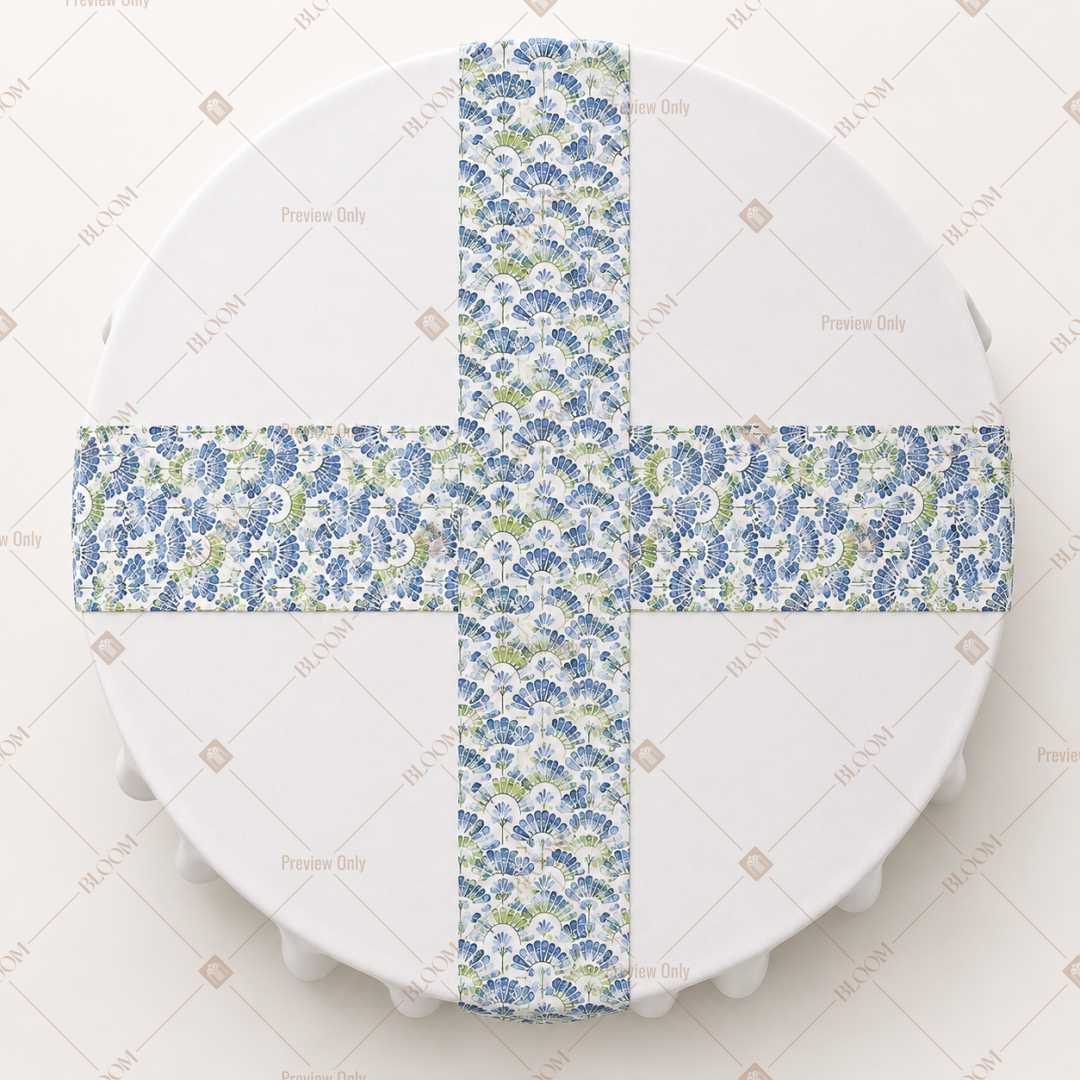 Blue Floral Damask Table Runner Pack Of 12