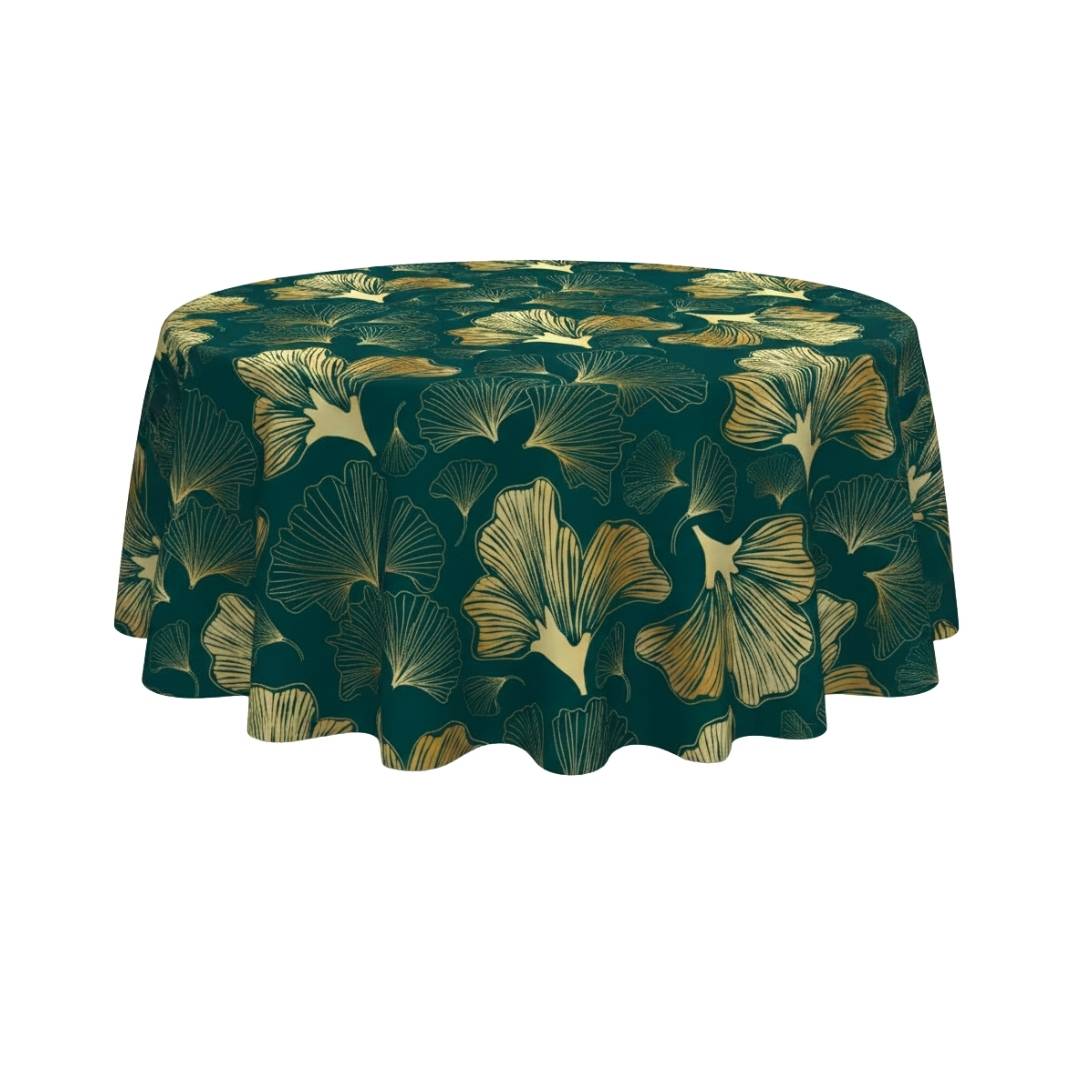 Emerald Gold Botanical Breeze Round Table Cover - Pack Of 6