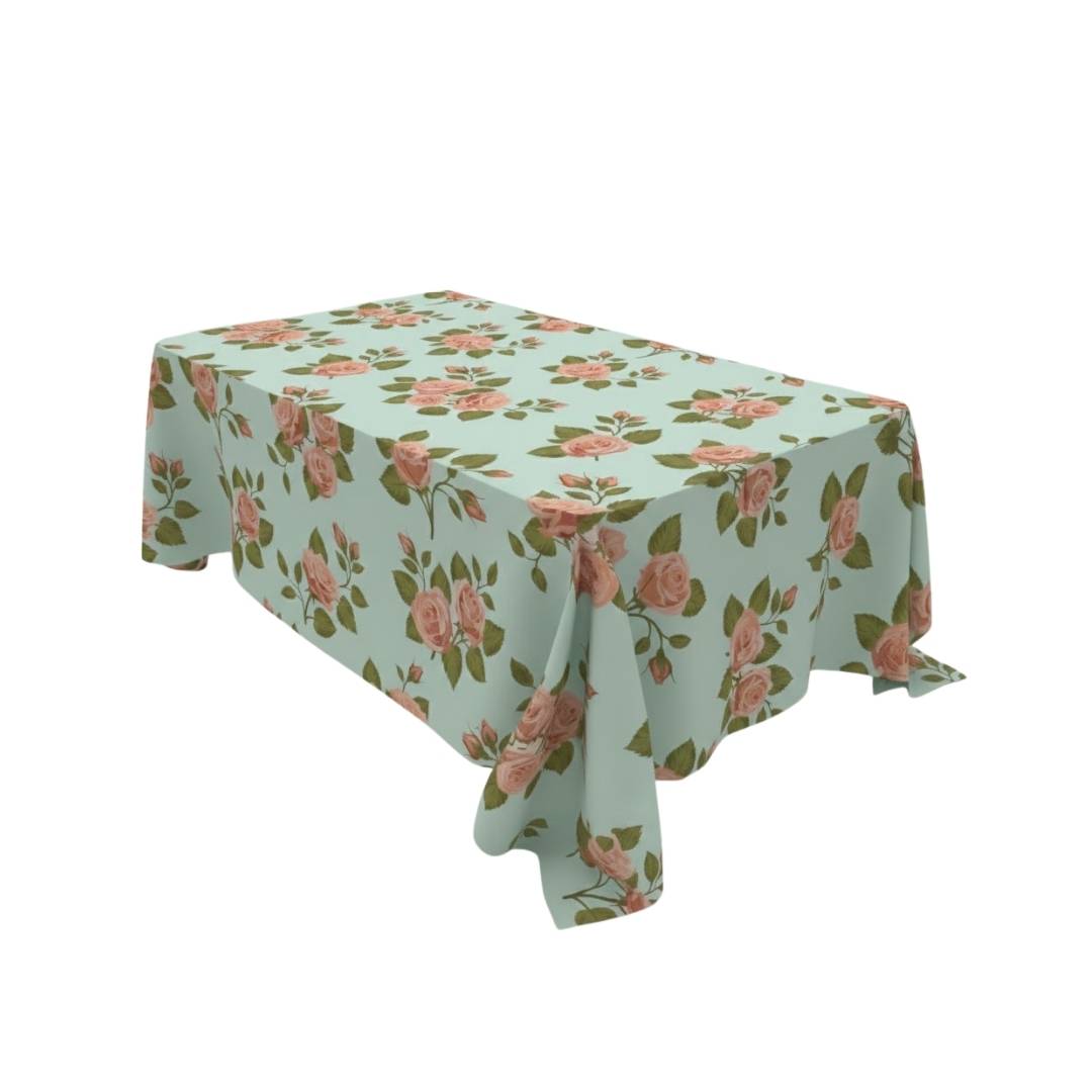 Aqua Floral Rectangle Table Cover - Pack Of 6