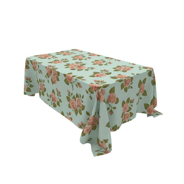 Aqua Floral Rectangle Table Cover - Pack Of 6