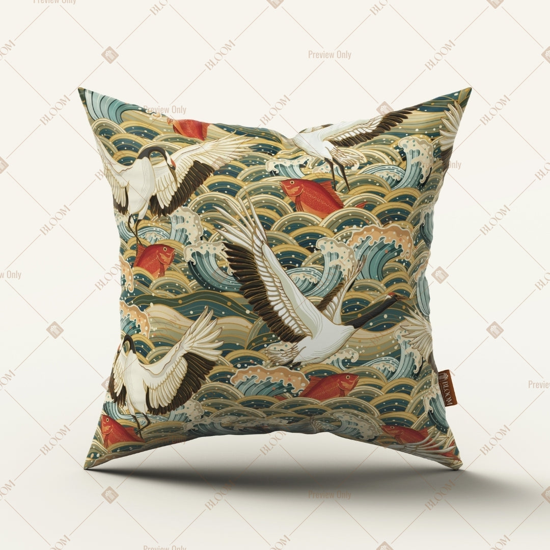 Crane Bird Garden Cushion Cover Pack of 12