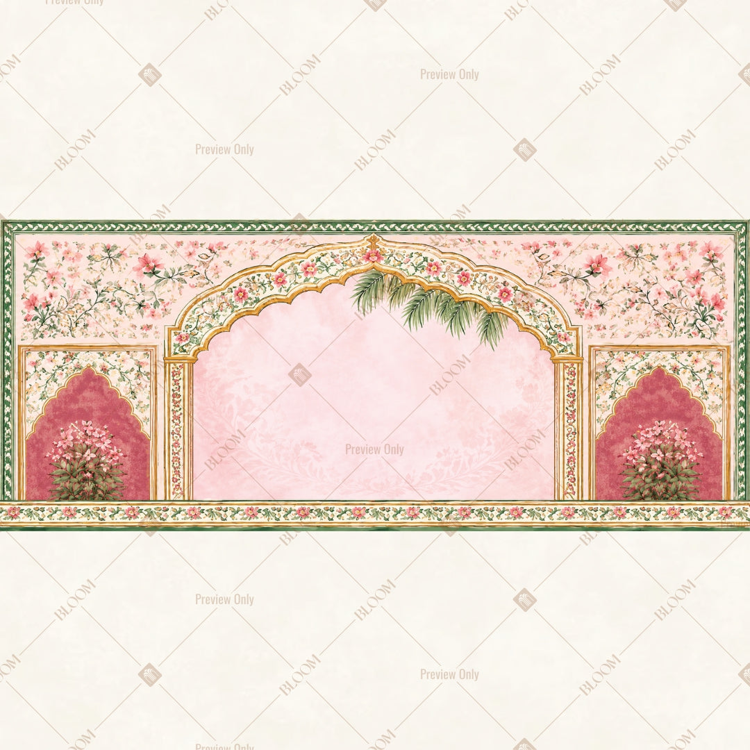 Pink Floral Palace Border Wide Backdrop