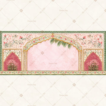 Pink Floral Palace Border Wide Backdrop