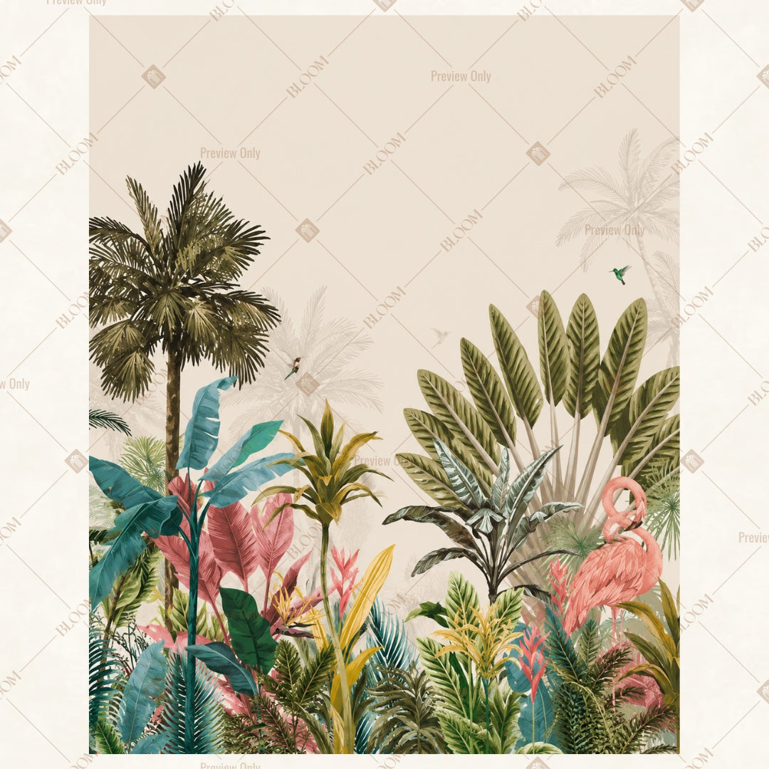 Tropical Village Scene Portrait Rectangle Backdrop