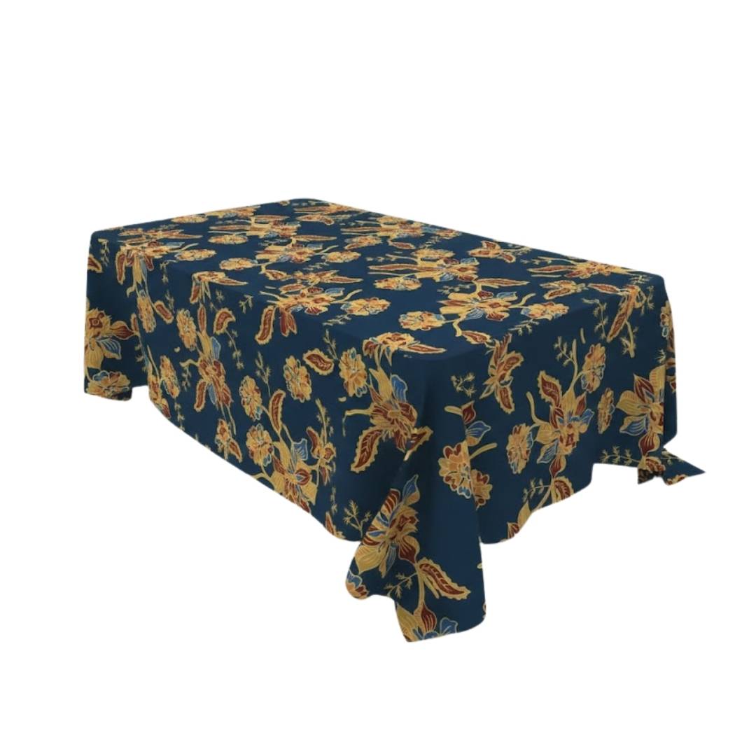 Navy Floral Rectangle Table Cover - Pack Of 6