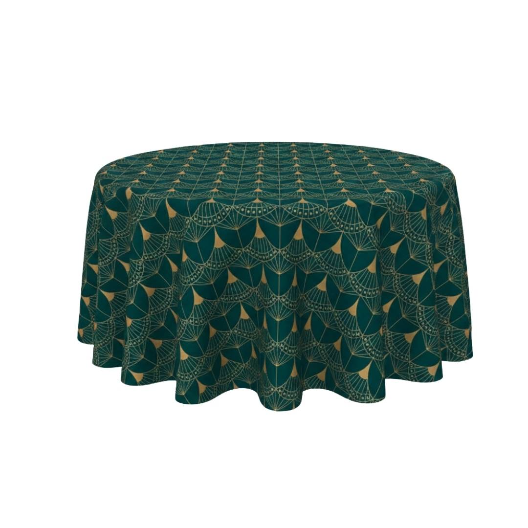 Emerald Geo Web Luxe Round Table Cover - Pack Of 6