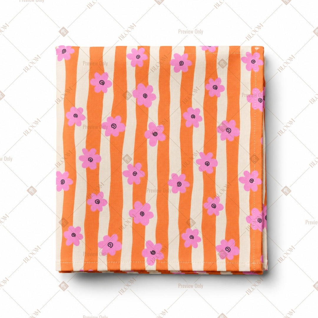 Orange Stripe Floral Pattern Design