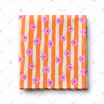 Orange Stripe Floral Pattern Design
