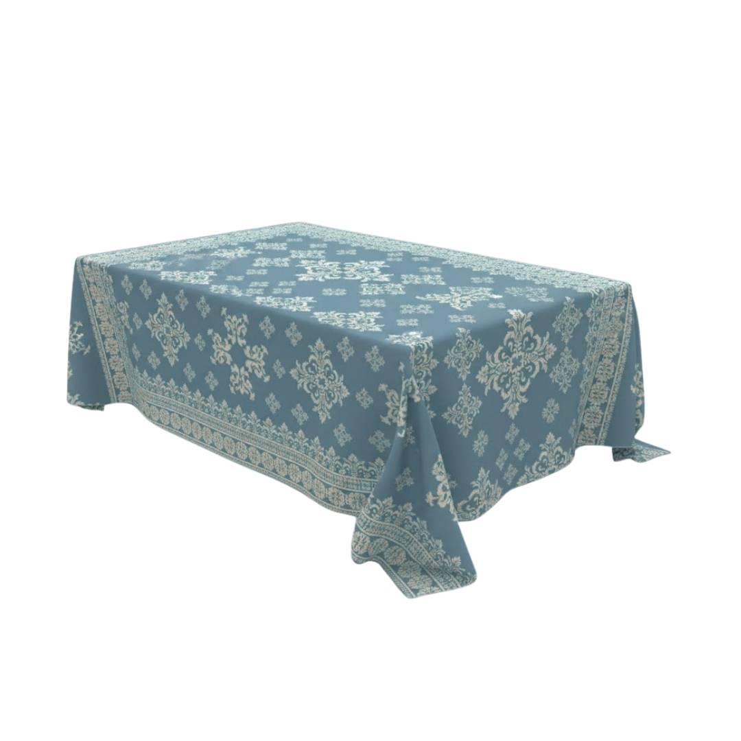 Blue Ornamental Rectangle Table Cover - Pack Of 6