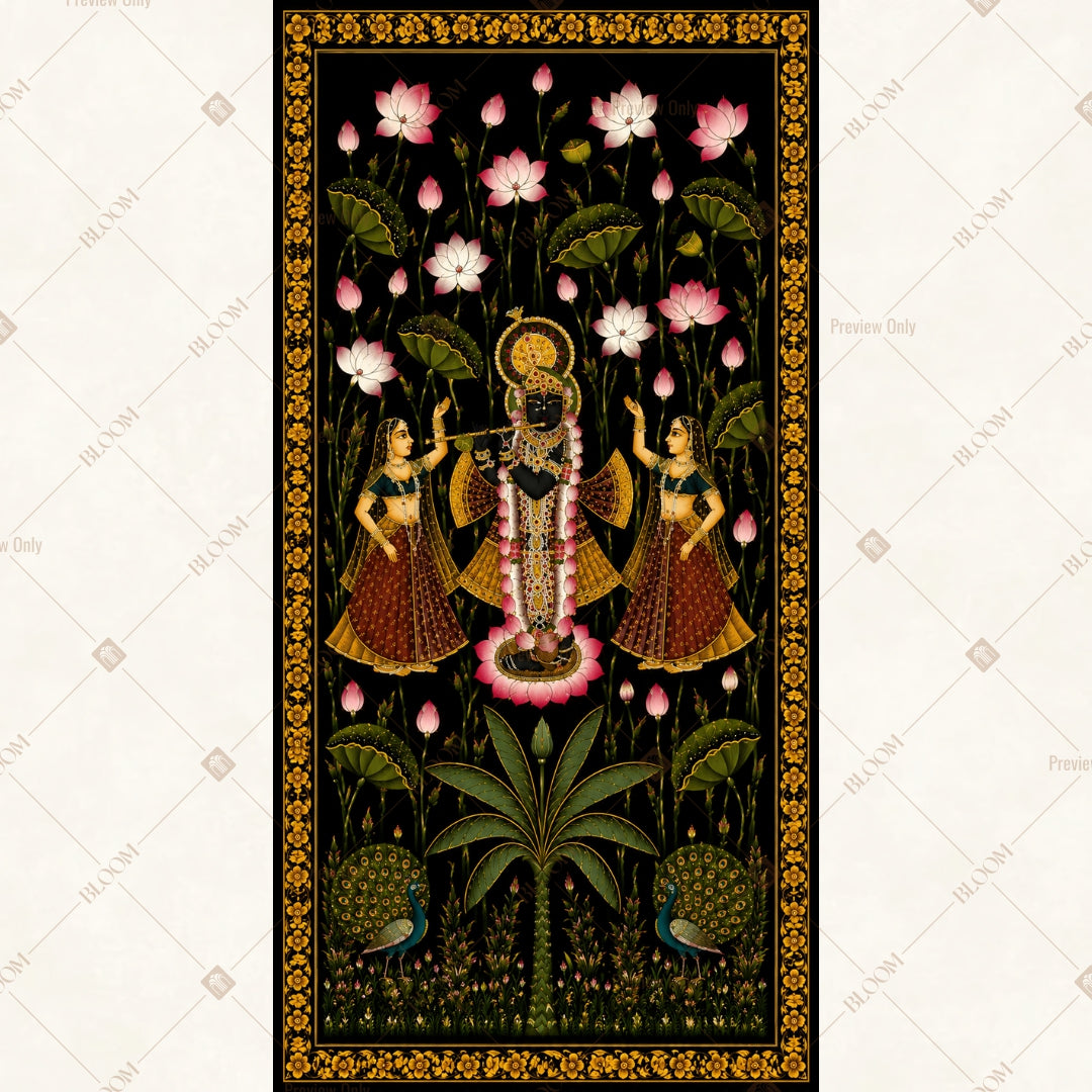 Radha Krishna Floral Vertical Backdrop
