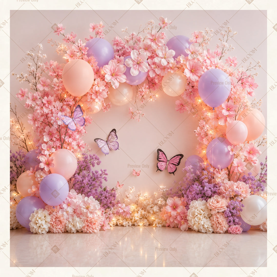 Pastel Balloon Celebration Square Backdrop