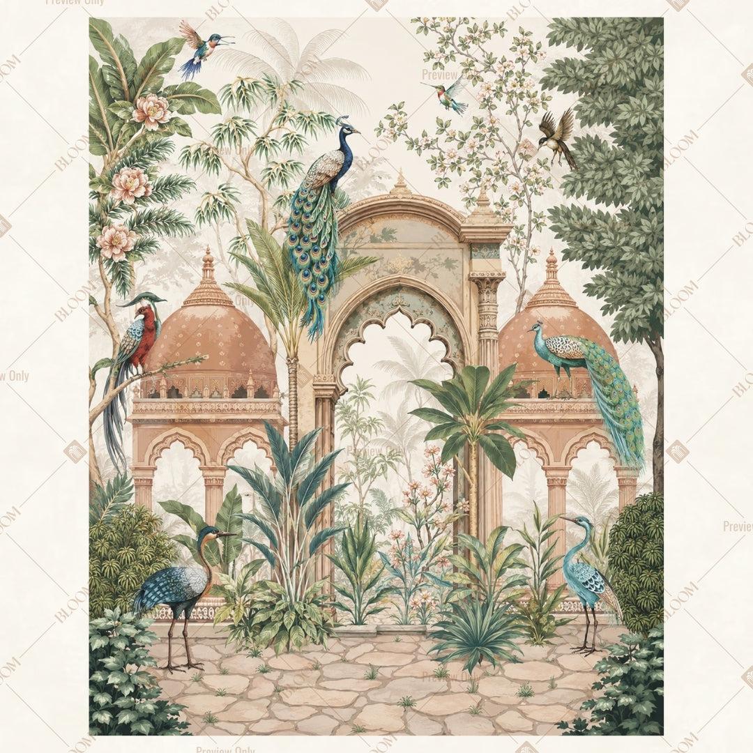 Vintage Palace Courtyard Portrait Rectangle Backdrop