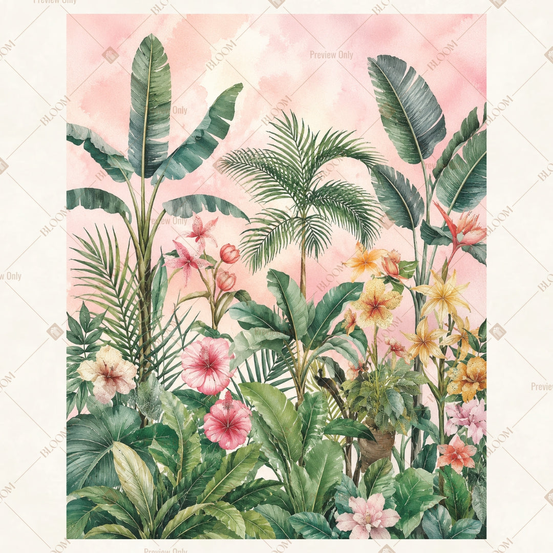 Pink Botanical Garden Portrait Rectangle Backdrop