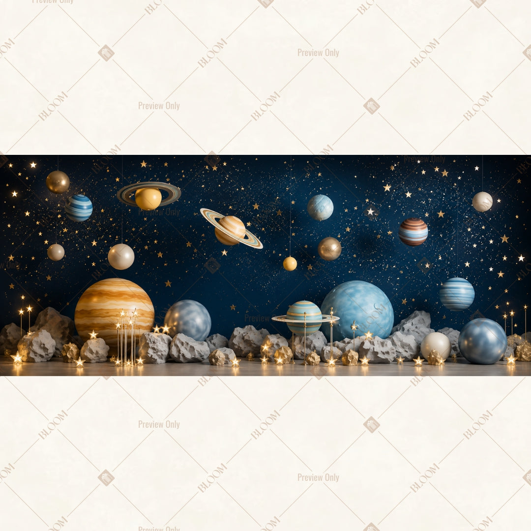 Solar System Space Wide Backdrop