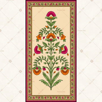 Vintage Floral Folk Art Vertical Backdrop