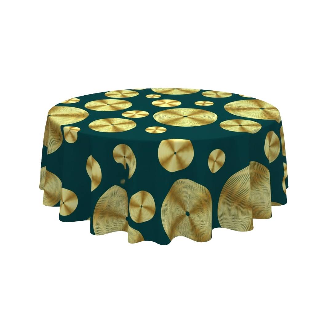Emerald Golden Rings Luxe Round Table Cover - Pack Of 6