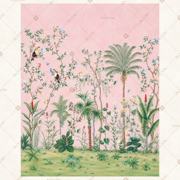 Pink Tropical Floral Portrait Rectangle Backdrop
