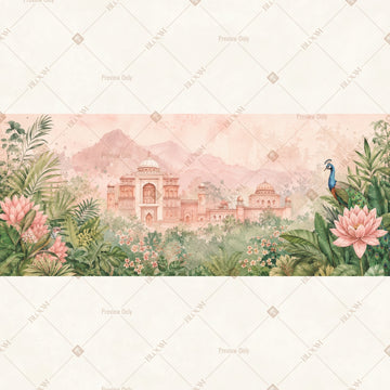 Blush Floral Garden Panorama Wide Backdrop