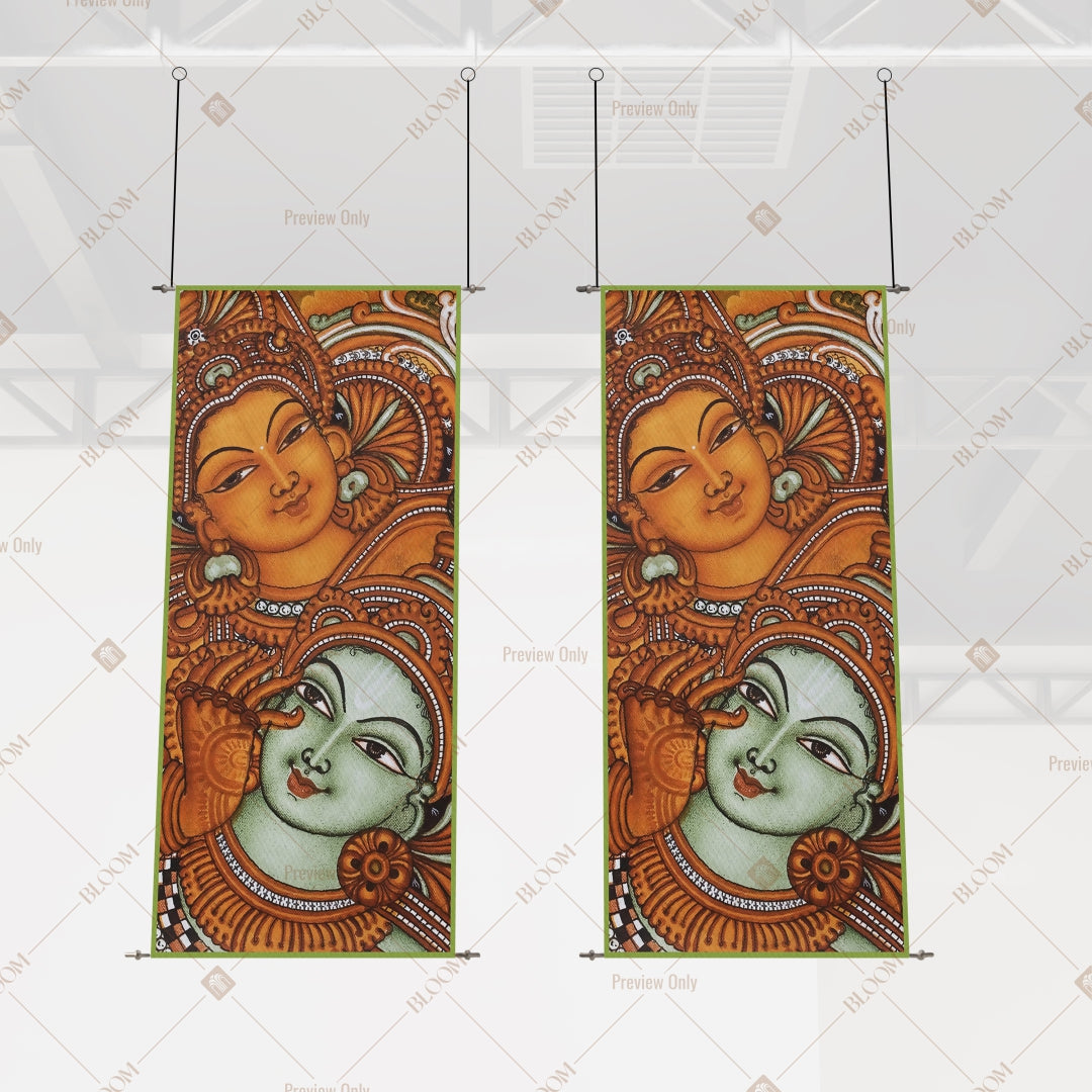 Radha Krishna Portrait Hanging Scroll