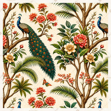 Vintage Tropical Bird Pattern Square Backdrop