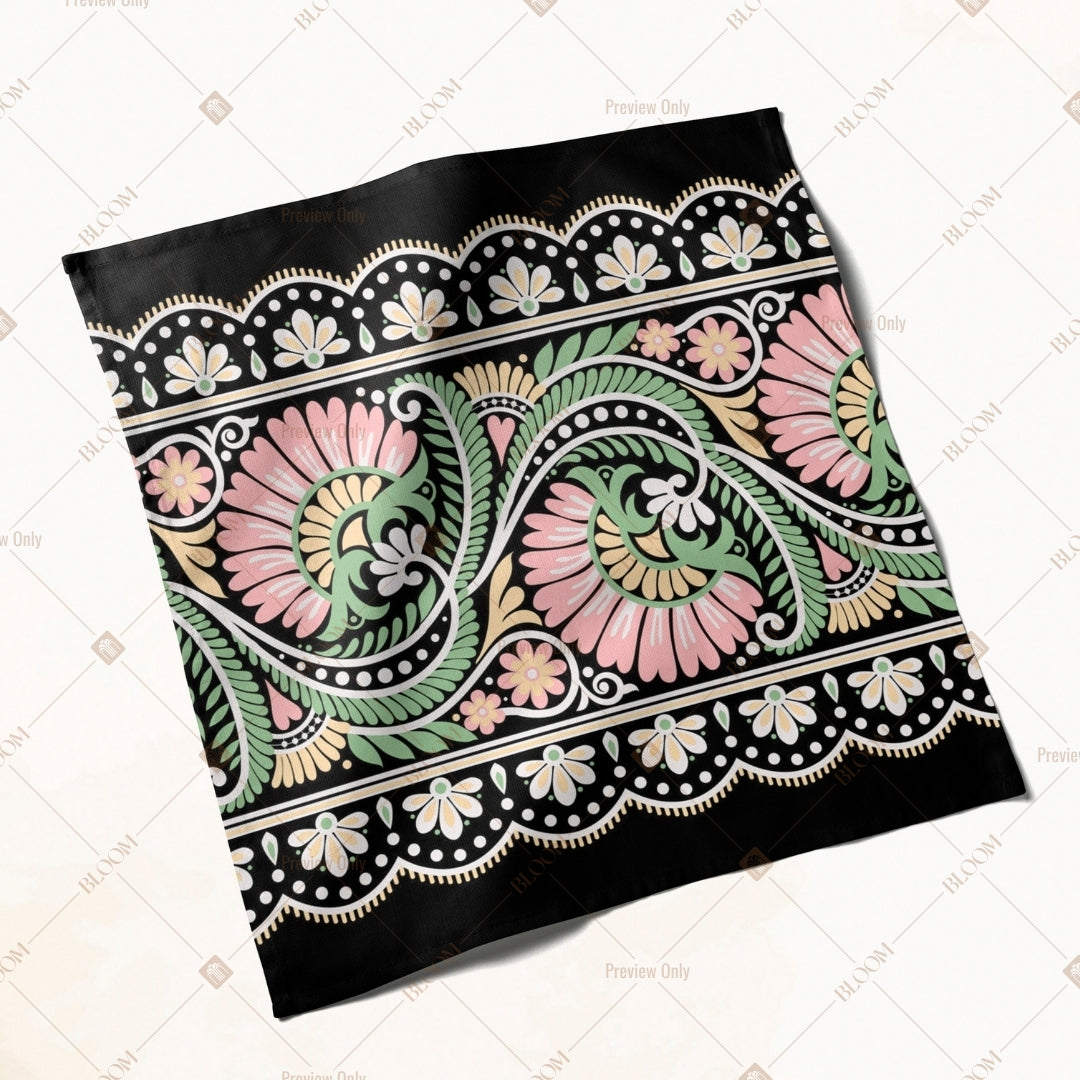 Black Paisley Border Napkin Pack of 20