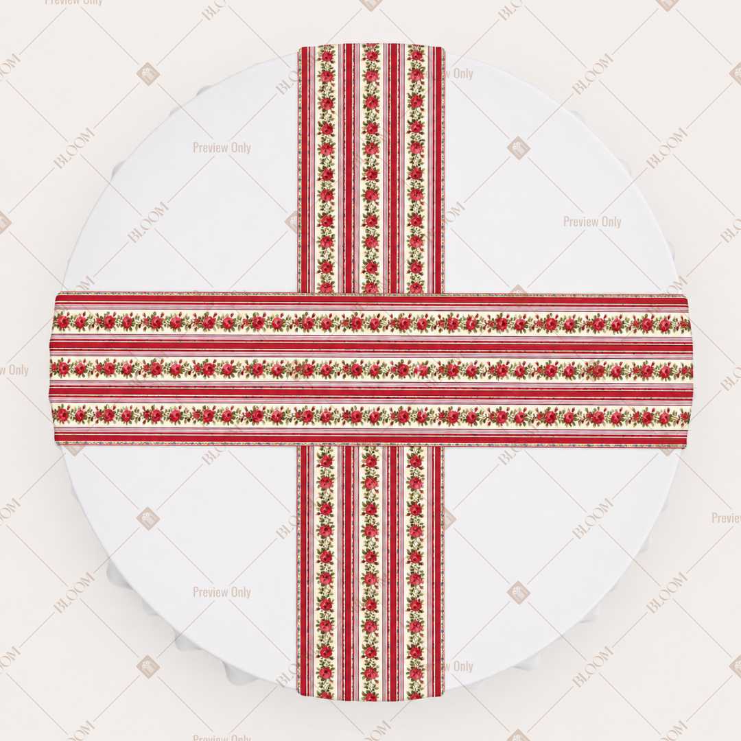 Red Folk Stripe Table Runner Pack Of 12