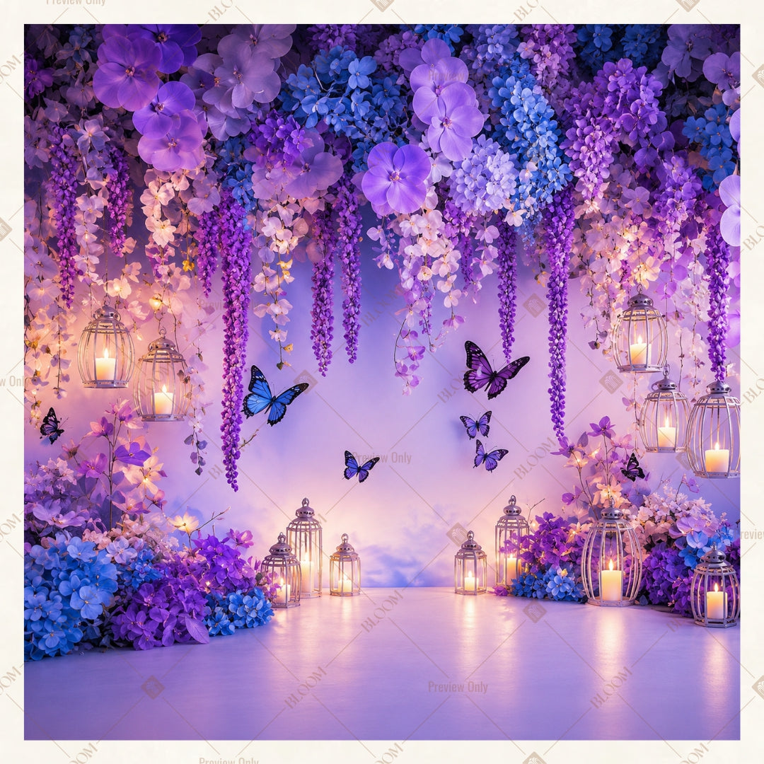 Purple Wisteria Garden Square Backdrop