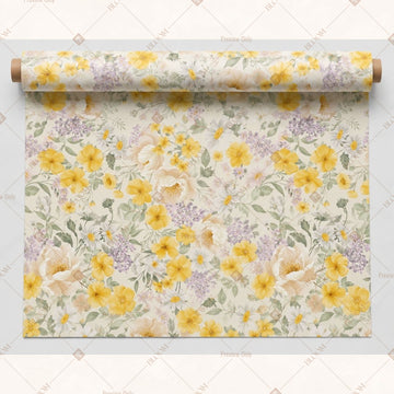 Yellow Floral Garden Fabric Pack of 25