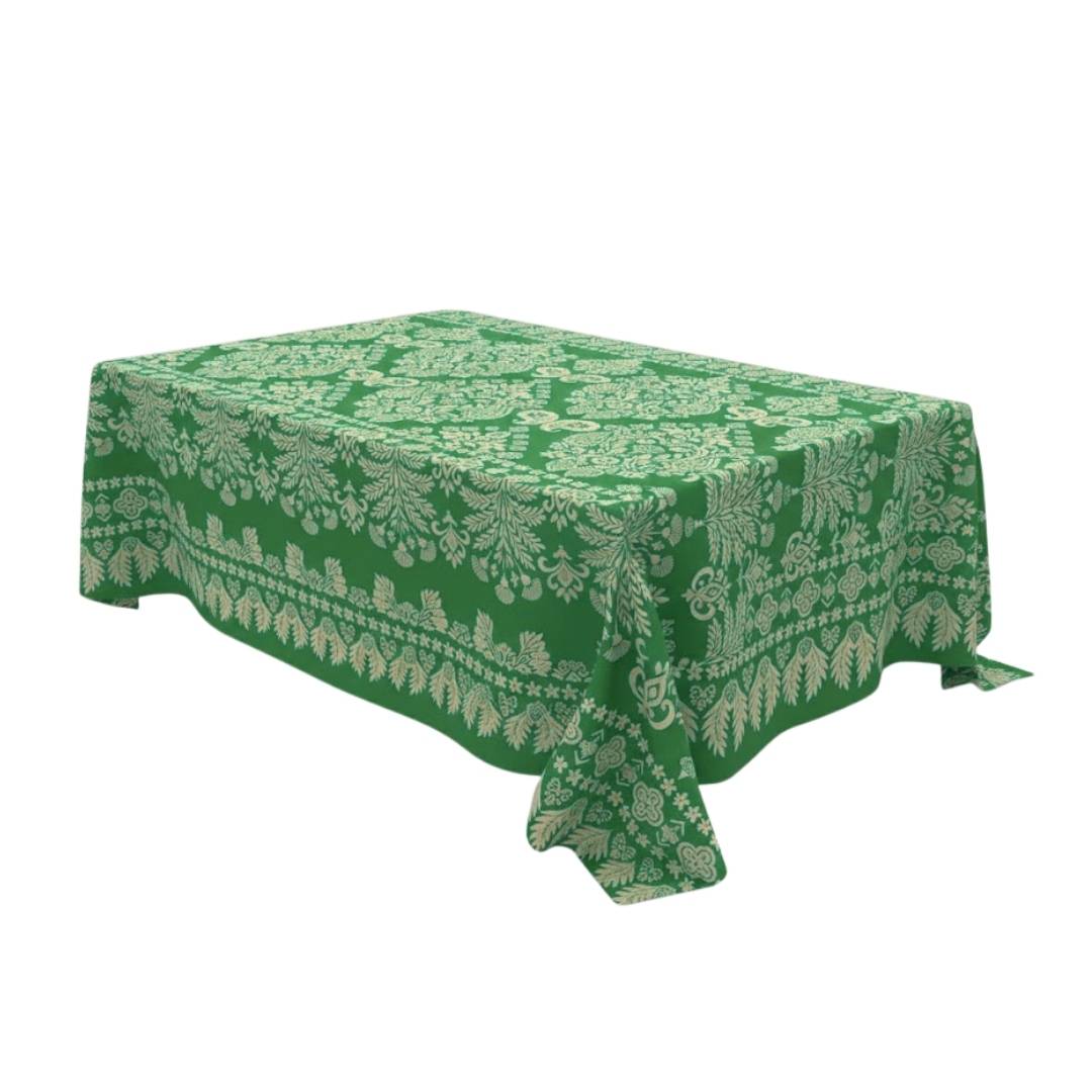 Green Heritage Floral Rectangle Table Cover - Pack Of 6