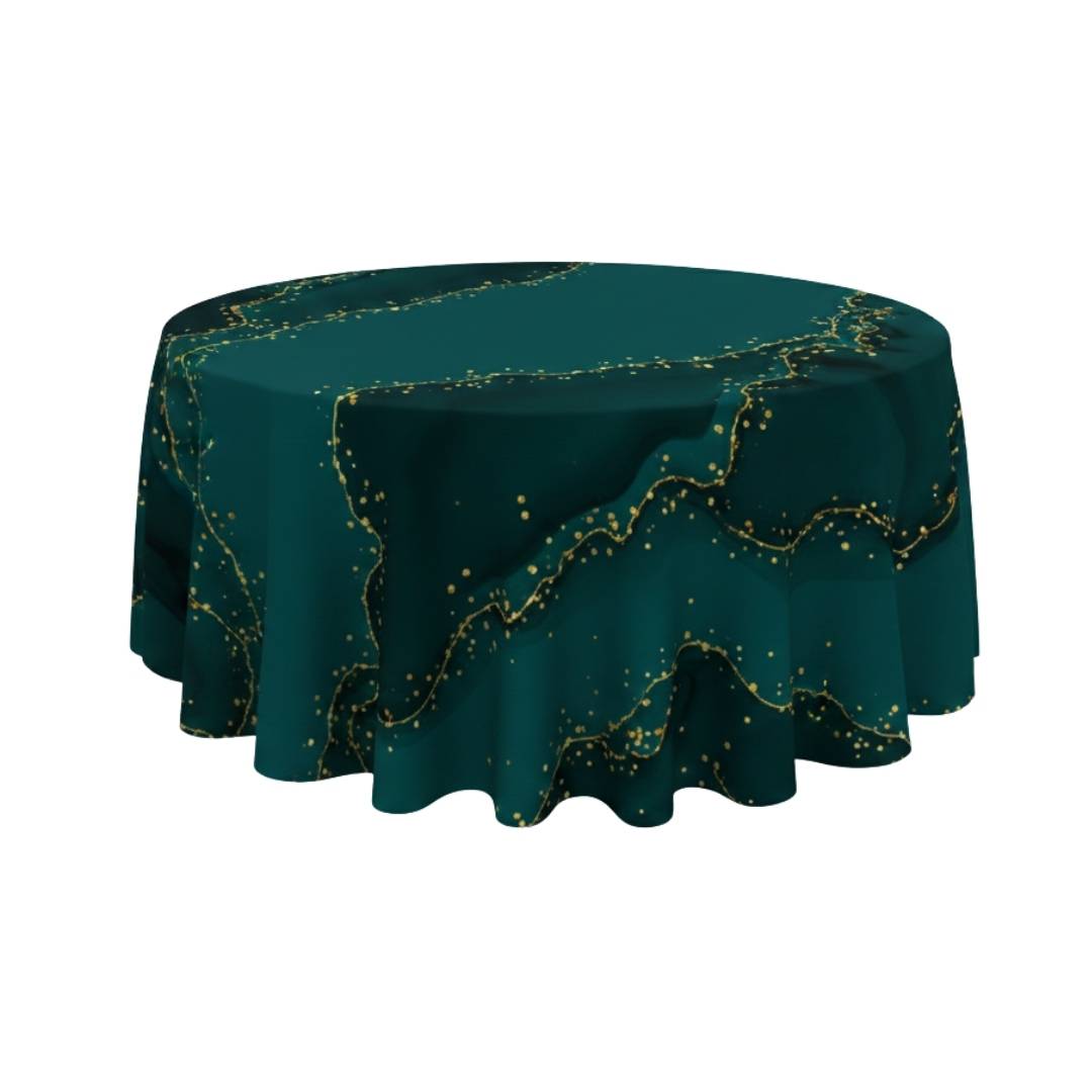 Emerald Starlit Marble Glow Round Table Cover - Pack Of 6