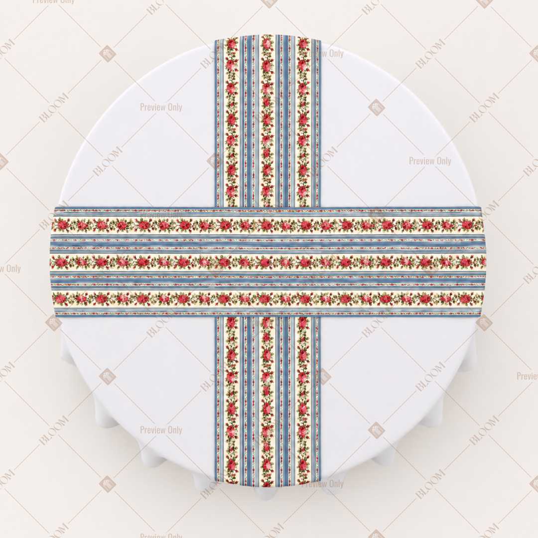 Blue Folk Stripe Table Runner Pack Of 12