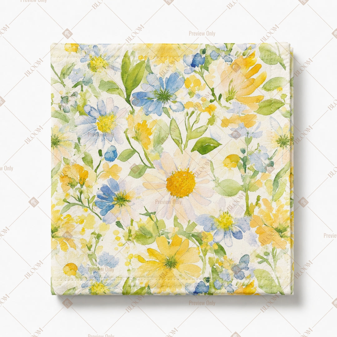 Yellow Blue Floral Pattern Design