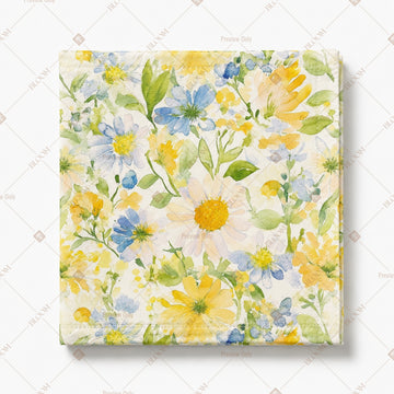 Yellow Blue Floral Pattern Design