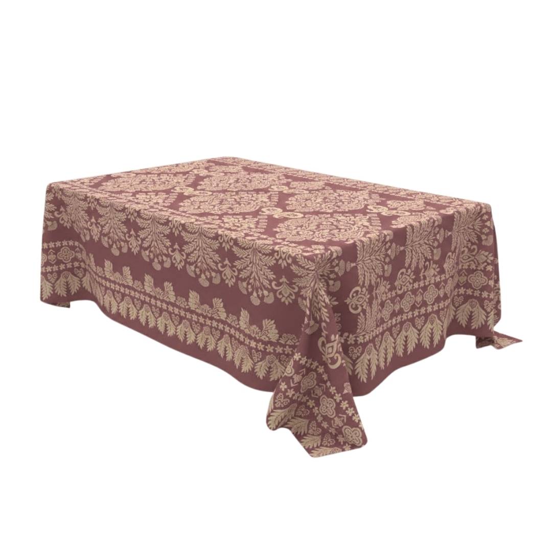 Beige Heritage Floral Rectangle Table Cover - Pack Of 6