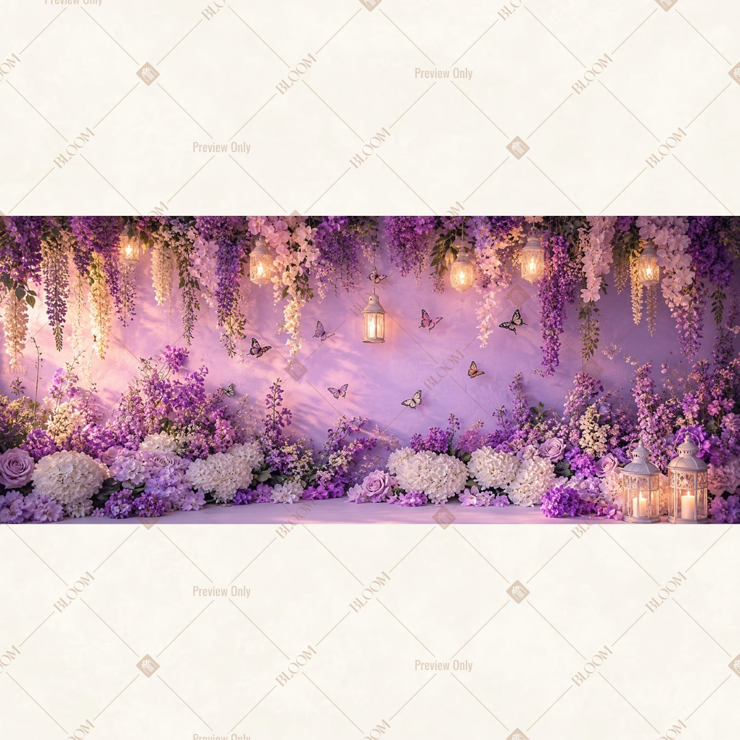 Purple Lantern Garden Wide Backdrop