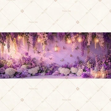 Purple Lantern Garden Wide Backdrop