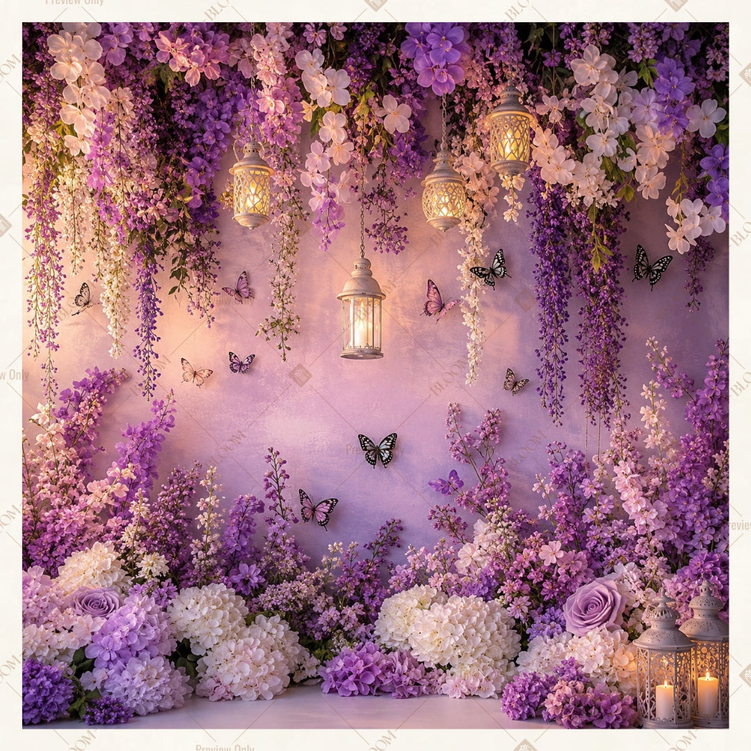 Purple Lantern Fantasy Square Backdrop