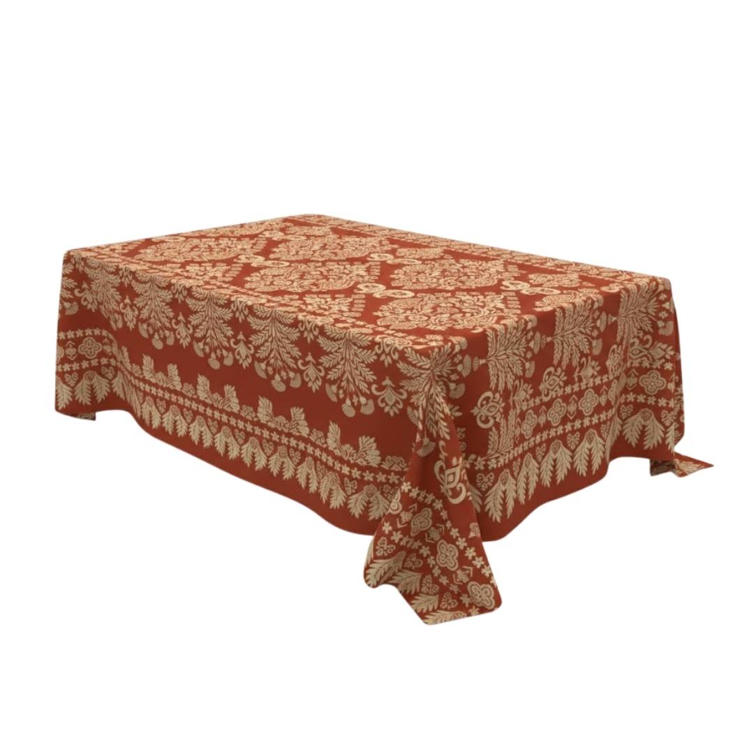 Beige Rustic Heritage Floral Rectangle Table Cover - Pack Of 6